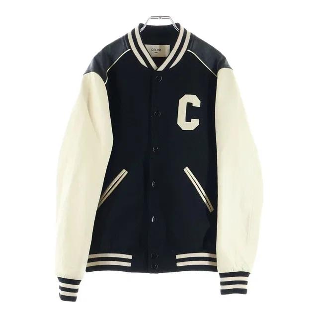 Celine Leather Trim Classic Teddy Jacket Wool Star Jean Black White in Black Wool from The Reluxe, photo 1 of 1