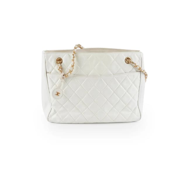 Chanel Vintage White Tote Bag in White Lambskin from The Purse Affair, photo 1 of 1