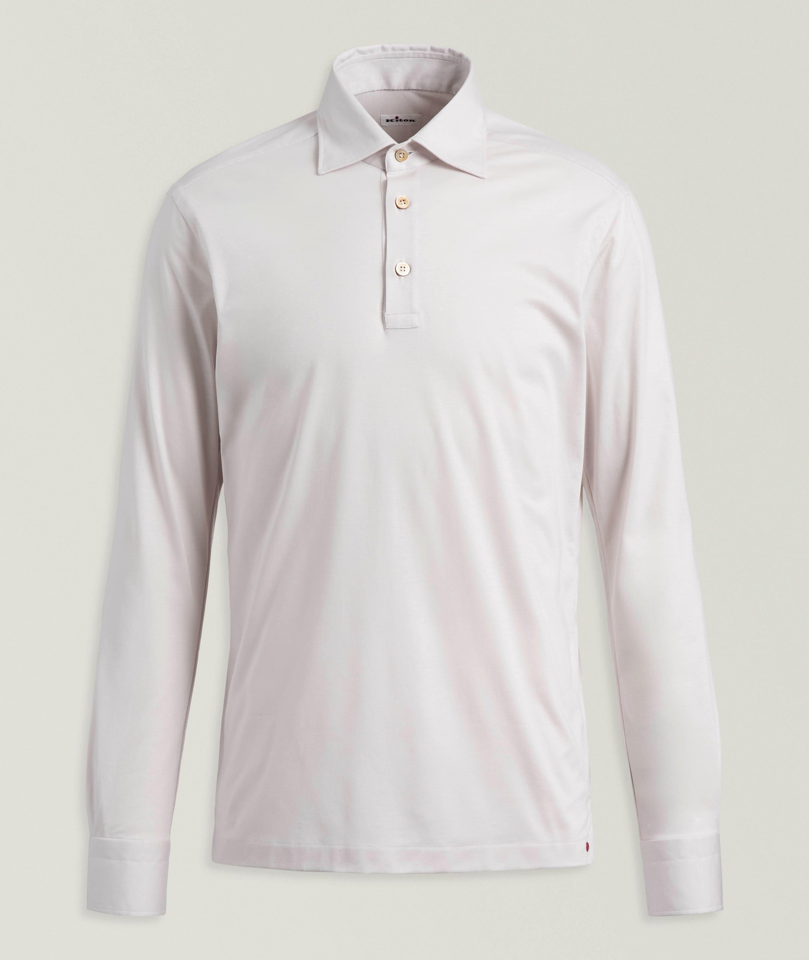 Long-Sleeve Cotton Polo in White, image 1 of 1 from Harry Rosen