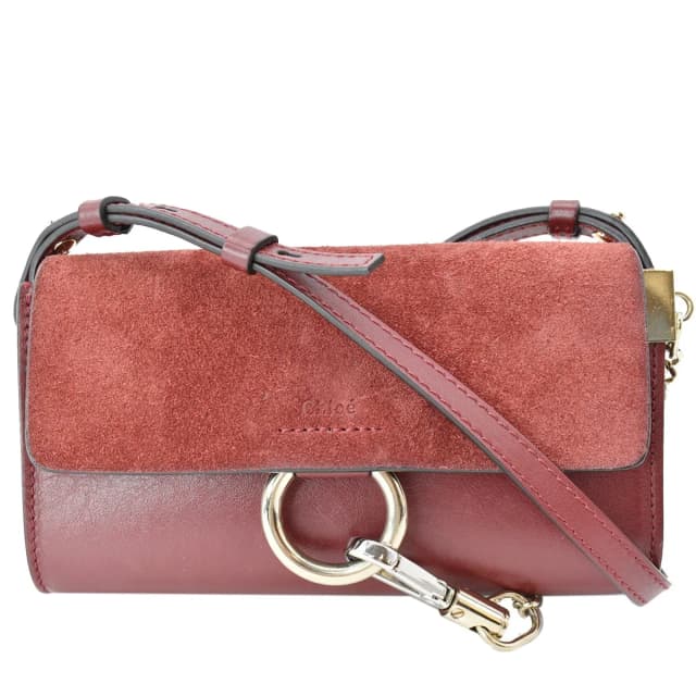 Chloé Mini Faye Suede Calfskin Leather Shoulder Bag Red in Red Calfskin from Dallas Designer Handbags, photo 1 of 1
