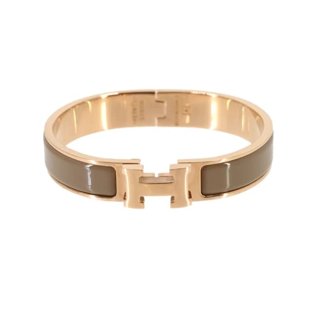 Hermès Clic H GM Bangle Brown Glace Rose Gold Bracelet in Brown from The Reluxe, photo 1 of 1