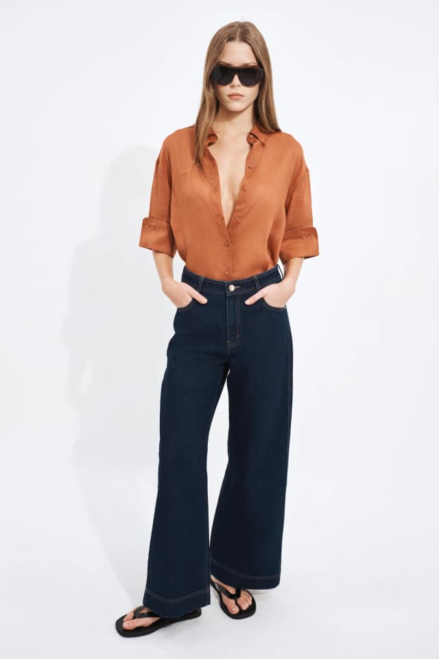 Aje Studio Arden Wide Leg Jean in INDIGO WASH, image 1 of 1 from Aje