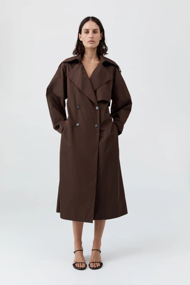 St Agni Paper Taffeta Relaxed Trench - Mocha, image 1 of 1 from St. Agni
