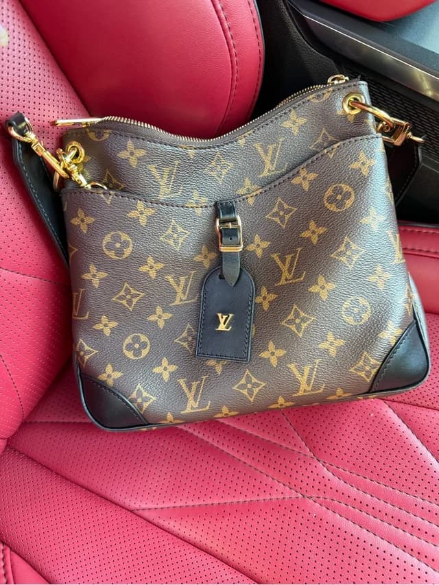Louis Vuitton Odeon Monogram Leather Shoulder Hobo in gold|brown|red Leather from Poshmark, photo 1 of 1