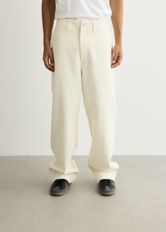Norse Projects Hengifoss High Waist Heavy Twill Trousers in Natural Ecru, image 1 of 1 from Incu