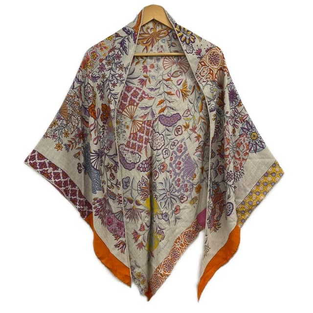 Hermès Shawl Beige Orange Multi Cashmere Silk Scarf in Beige Silk from The Reluxe, photo 1 of 1