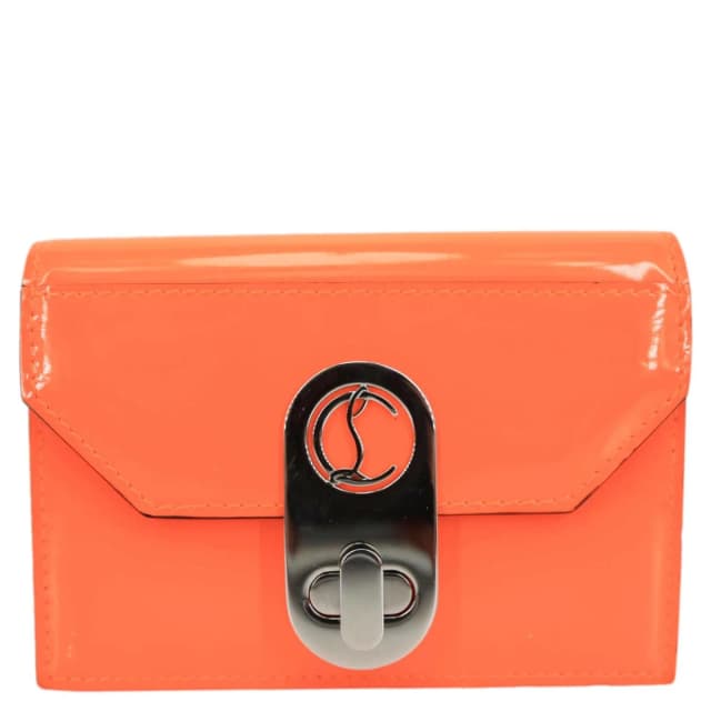Christian Louboutin Mini Elisa Patent Leather Card Holder Orange in Orange Patent leather from Dallas Designer Handbags, photo 1 of 1