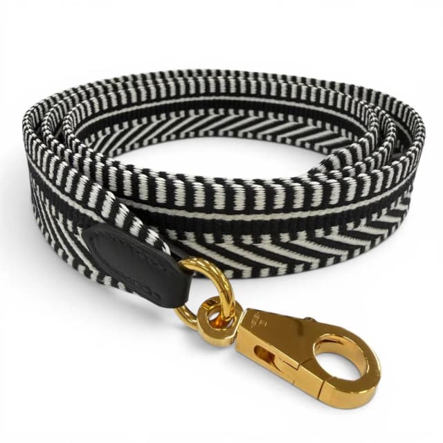 Hermès Bandouliere Sangle Caval 25 Gold Shoulder Strap Black White in Black Canvas from The Reluxe, photo 1 of 1