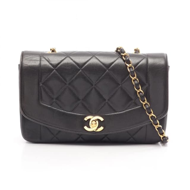 Chanel Shoulder Bag Quilted Diana Flap Black Lambskin Chain in Black Lambskin from The Reluxe, photo 1 of 1