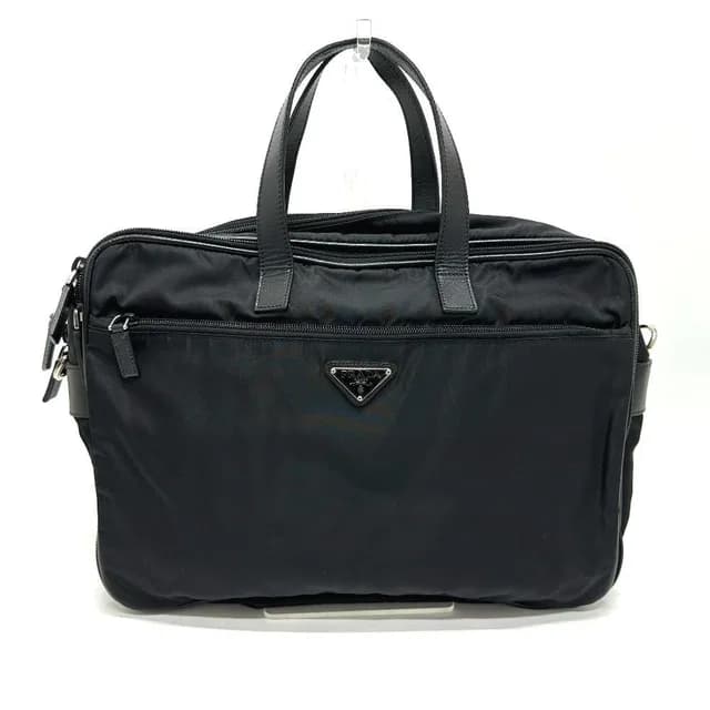 Prada Business Bag Triangle Logo Nylon Leather Black in Black Nylon from The Reluxe, photo 1 of 1