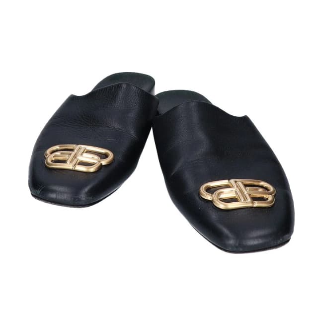 Balenciaga BB Logo Leather Sandals in Leather from The Reluxe, photo 1 of 1