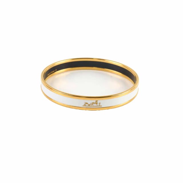 Hermès Uni White Enamel PM Caleche Bangle - Q Stamp in White from The Purse Affair, photo 1 of 1