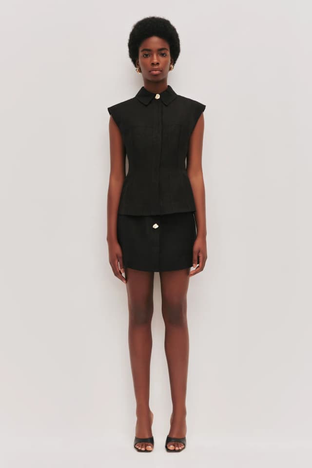 AJE Magnolia Top in BLACK, image 1 of 1 from Aje