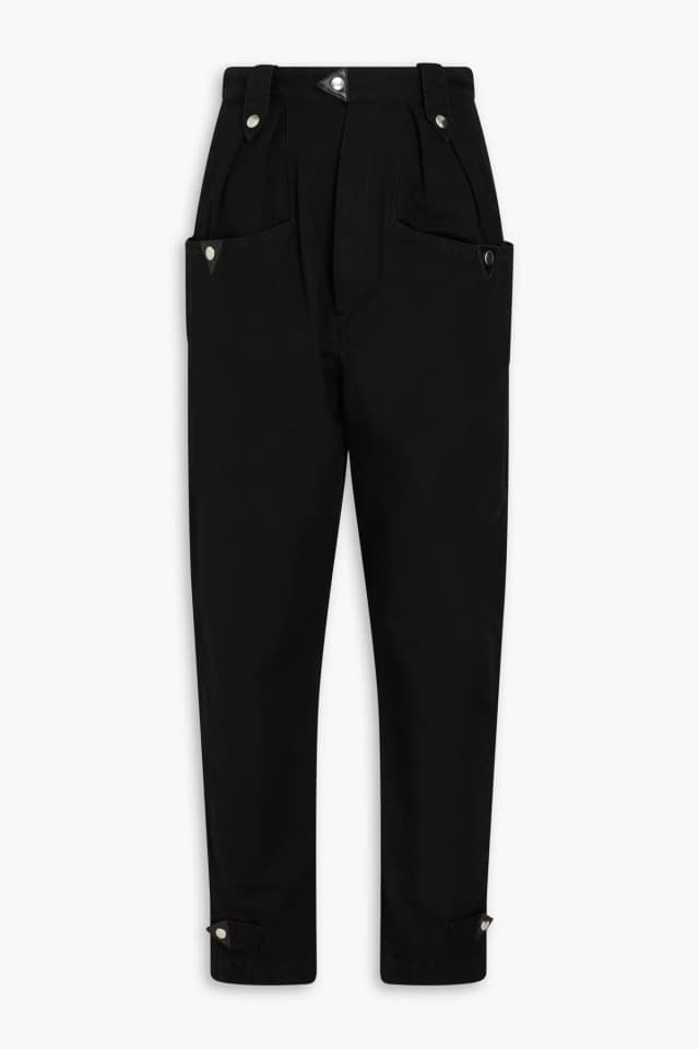 Marant Étoile Pulcie Cotton-Canvas Tapered Pants in Black, image 1 of 1 from THE OUTNET