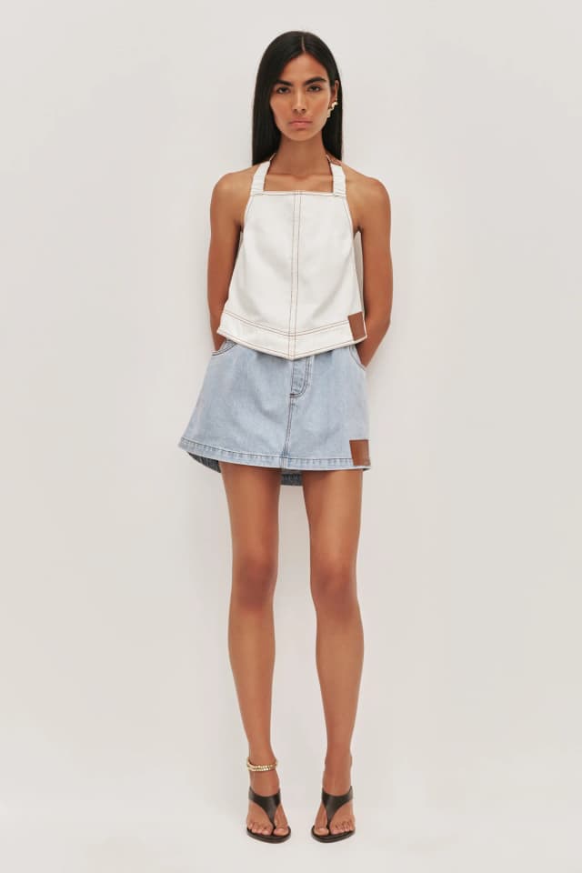 Aje Studio Zella Denim Halter in WHITE, image 1 of 1 from Aje