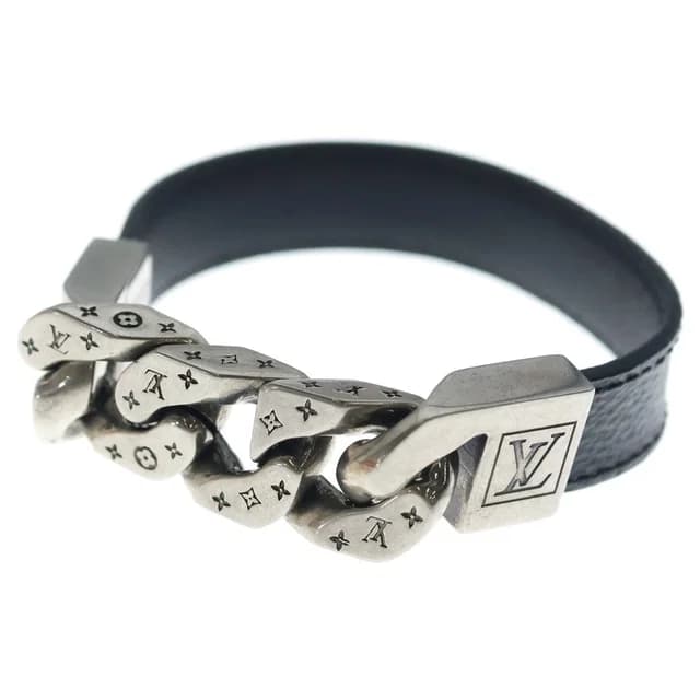 Louis Vuitton Monogram Eclipse Mono Chain Leather Blur Black Silver Bracelet in Black Leather from The Reluxe, photo 1 of 1