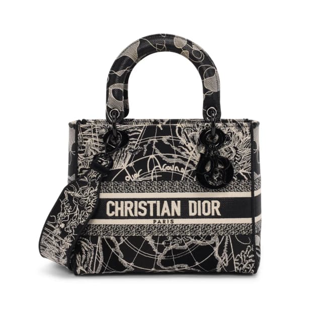 Dior Toile De Jouy Medium Lady D-Lite Bag in Black & White Canvas from Blue Spinach, photo 1 of 1