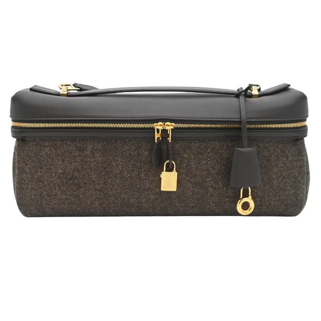 Loro Piana Extra Bag L27 Wish Cash Tweed Brown Leather Shoulder Crossbody Bag in Brown Tweed from Clotheshorse Anonymous, photo 1 of 1