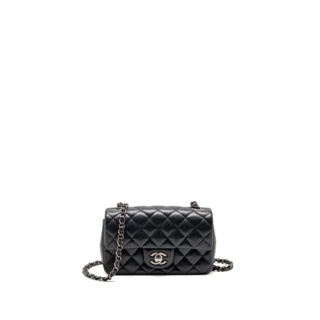 Chanel classic mini rectangular flap bag caviar black ruthenium silver hardware in Black Caviar leather from EMIER, photo 1 of 1