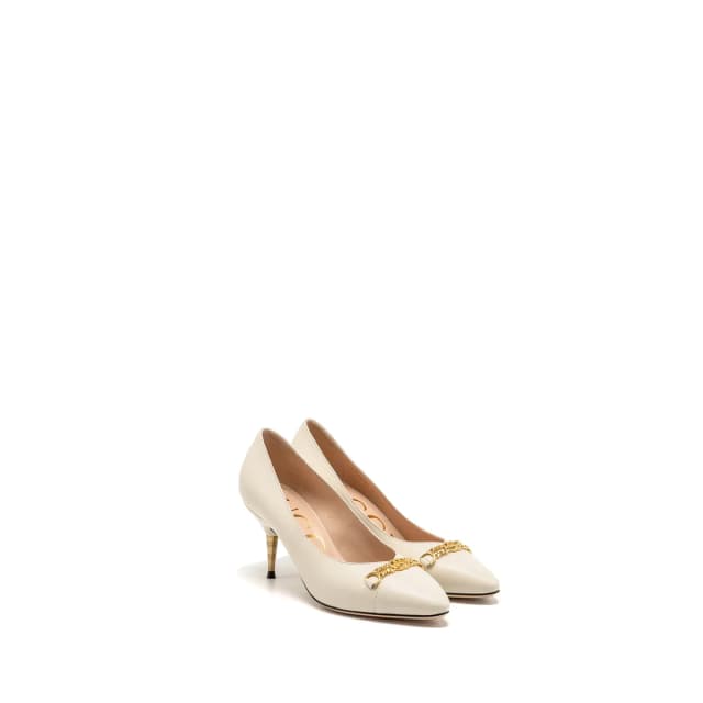 Gucci Size 35 Interlocking G Horsebit Detailed Pumps Leather White GHW in White Leather from EMIER, photo 1 of 1