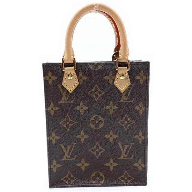 Louis Vuitton Monogram Petite Sac Plat Leather 2-Way Bag Brown in Brown Leather from The Reluxe, photo 1 of 1