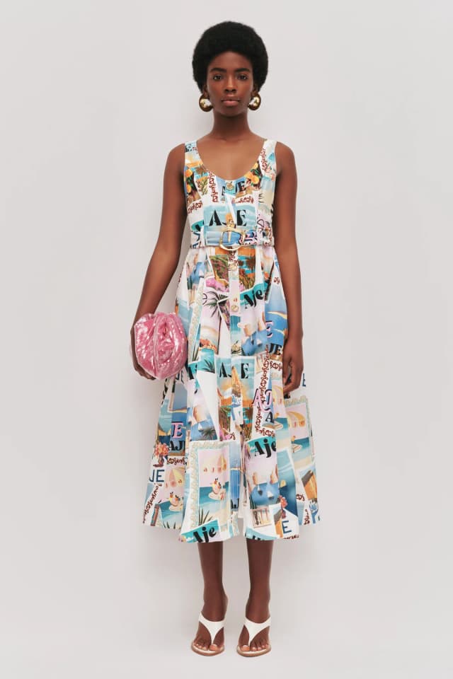 AJE Leonie Midi Dress in POSTCARD, image 1 of 1 from Aje