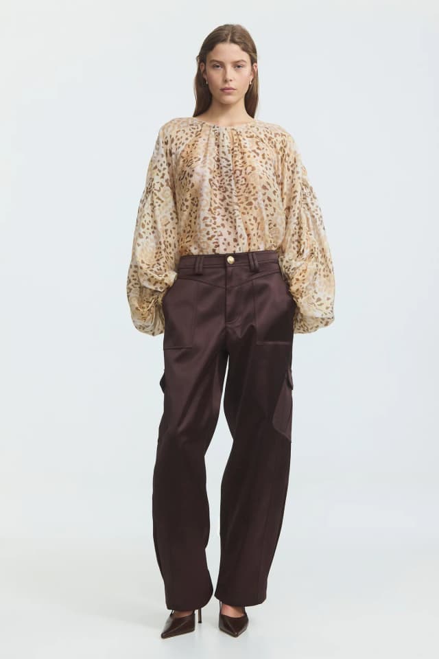 AJE Brisa Blouse in SANDHAZE LEOPARD, image 1 of 1 from Aje