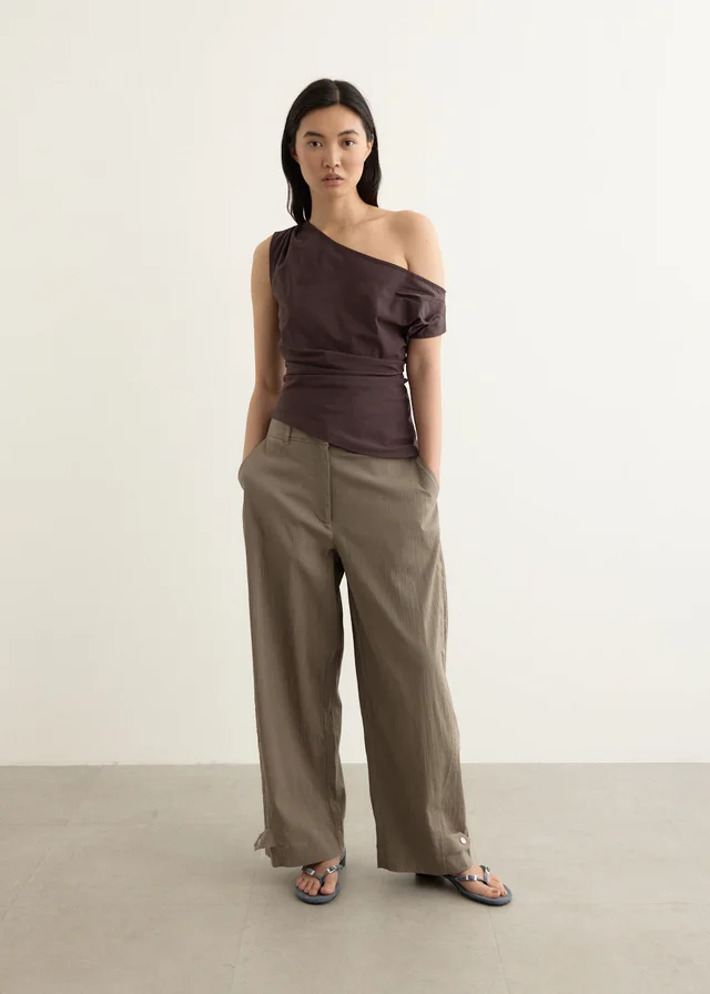 Incu Collection Pathway Barrel Leg Pants in KHAKI, image 1 of 1 from Incu