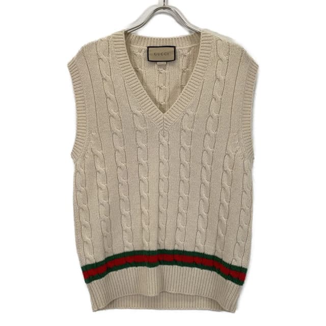 Gucci White Line Knit Vest in White Cashmere from The Reluxe, photo 1 of 1