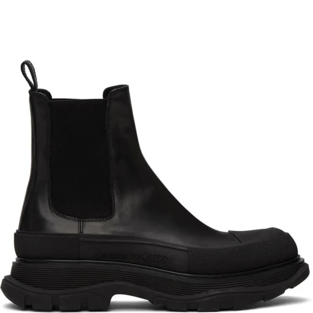 Alexander McQueen Tread Chelsea Matte Leather Boots, Black, image 1 of 1 from Cultstatus