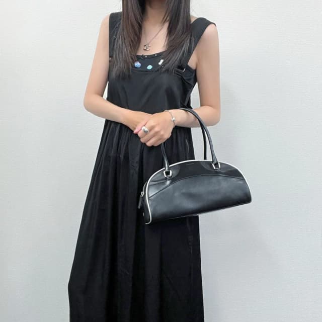 Prada Archive Bowling Bag Leather Black Silver Vintage in Black Leather from The Reluxe, photo 1 of 1