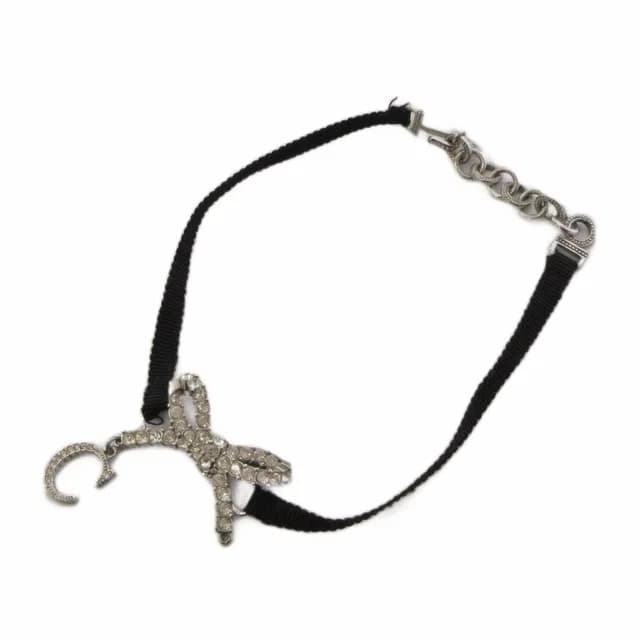 Dior Choker Ribbon Silver Color Black Necklace in Black from The Reluxe, photo 1 of 1