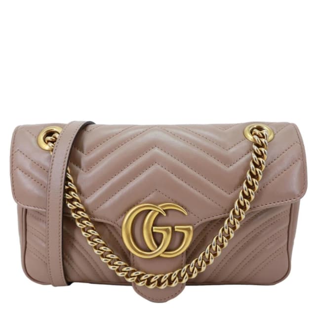 Gucci GG Marmont Small Matelasse Leather Crossbody Bag Dusty Pink 443497 in Pink Leather from Dallas Designer Handbags, photo 1 of 1
