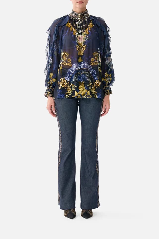 Camilla eBoutique RELAXED BLOUSE WITH FRILL SLEEVE DETAIL NOTES FROM THE BLUE ROOM, image 1 of 1 from CAMILLA