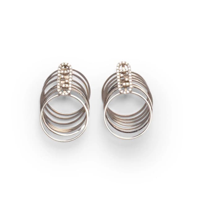 Fendi Crystal O'Lock Hoop Earrings in Silver from Blue Spinach, photo 1 of 1