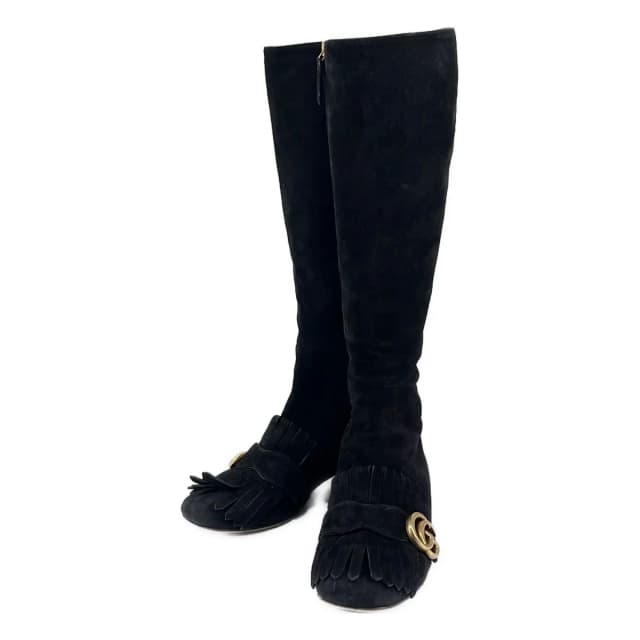 Gucci GG Marmont Suede Long Boots Black 35 in Black Suede from The Reluxe, photo 1 of 1