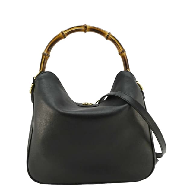 Gucci Diana Medium Leather Top Handle Shoulder Bag Black 746124 in Black Leather from Dallas Designer Handbags, photo 1 of 1
