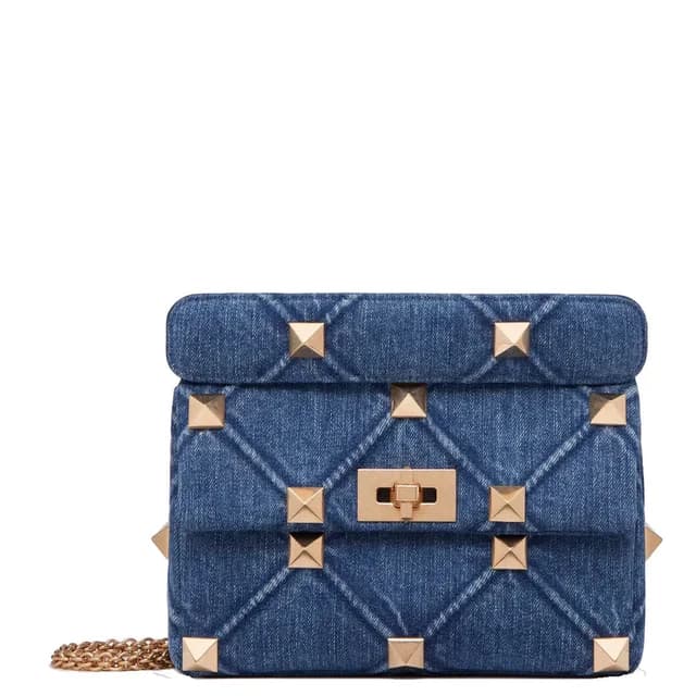 VALENTINO GARAVANI Roman Stud Medium Bag, Denim, image 1 of 1 from Cultstatus