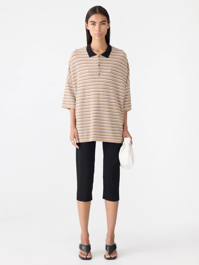 Bassike Universal Slouch Pique Short Sleeve Polo, image 1 of 1 from bassike