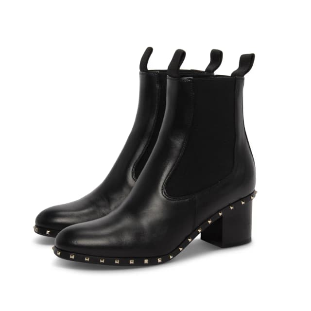 Valentino Garavani Rockstud Beatle Boots 37.5 in Black Calfskin from Blue Spinach, photo 1 of 1