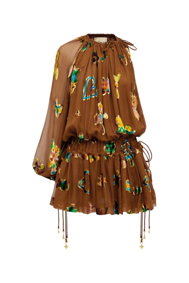 2504 - RESORT 26 GOLDEN METALLIC VELVET MINI DRESS, image 1 of 1 from Alemais