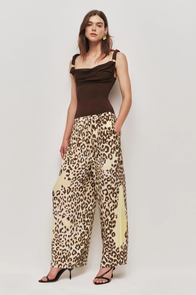 AJE Halcyon Knit Top in CHOCOLATE, image 1 of 1 from Aje