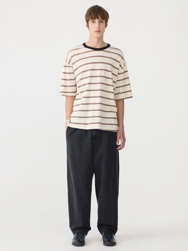 Bassike Stripe Boxy Short Sleeve T-Shirt, image 1 of 1 from bassike