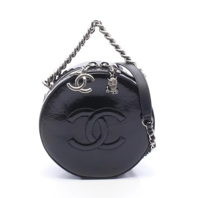 Chanel Handbag CC Logo Round 2-Way Black Patent Leather Chain in Black Patent leather from The Reluxe, photo 1 of 1