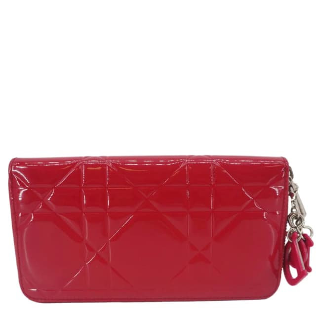 Lady Dior Patent Leather Zippy Wallet Red in Red Patent leather from Dallas Designer Handbags, photo 1 of 1