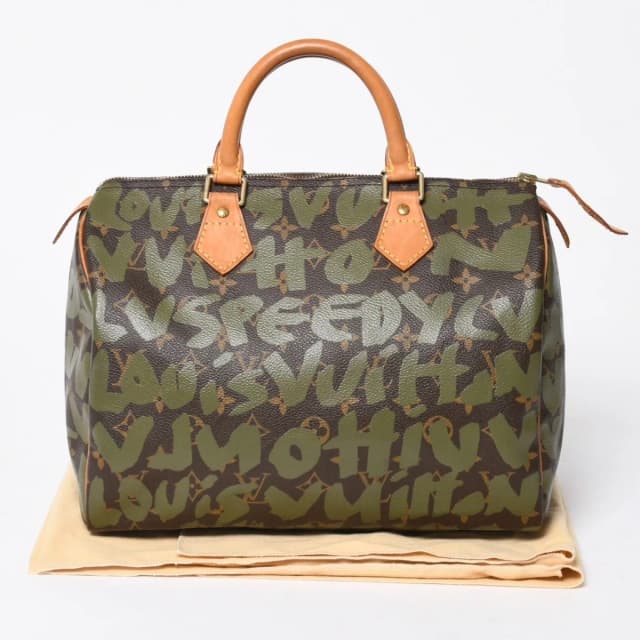 Louis Vuitton Handbag Speedy 30 Monogram Graffiti Khaki Gold in Green Leather from The Reluxe, photo 1 of 1