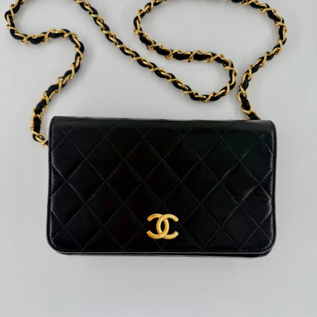 Chanel Black Lambskin Vintage Matelasse Full Flap Mini in Black Lambskin from SparklesnDreams, photo 1 of 1