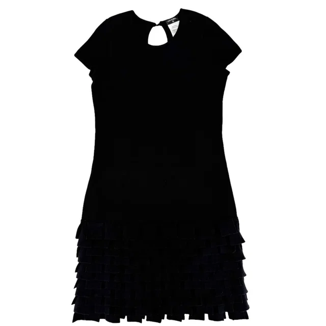 Chanel Dress Ruffle French Sleeve 36 Black Spring Summer Vintage in Black Nylon from The Reluxe, photo 1 of 1