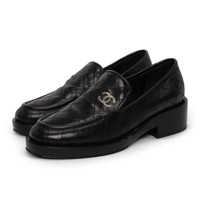 Chanel Quilted Calfskin CC Loafers 35 in Black Calfskin from Blue Spinach, photo 1 of 1