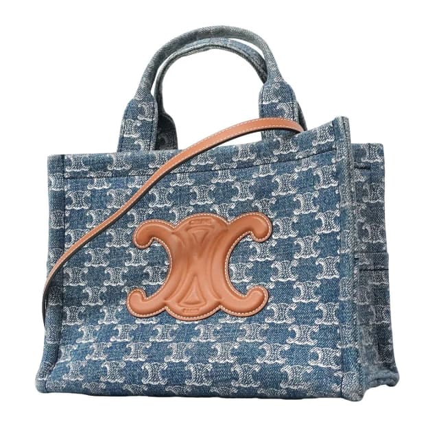 Celine Tote Bag Triomphe Denim Blue Silver 2-Way in Blue Denim from The Reluxe, photo 1 of 1